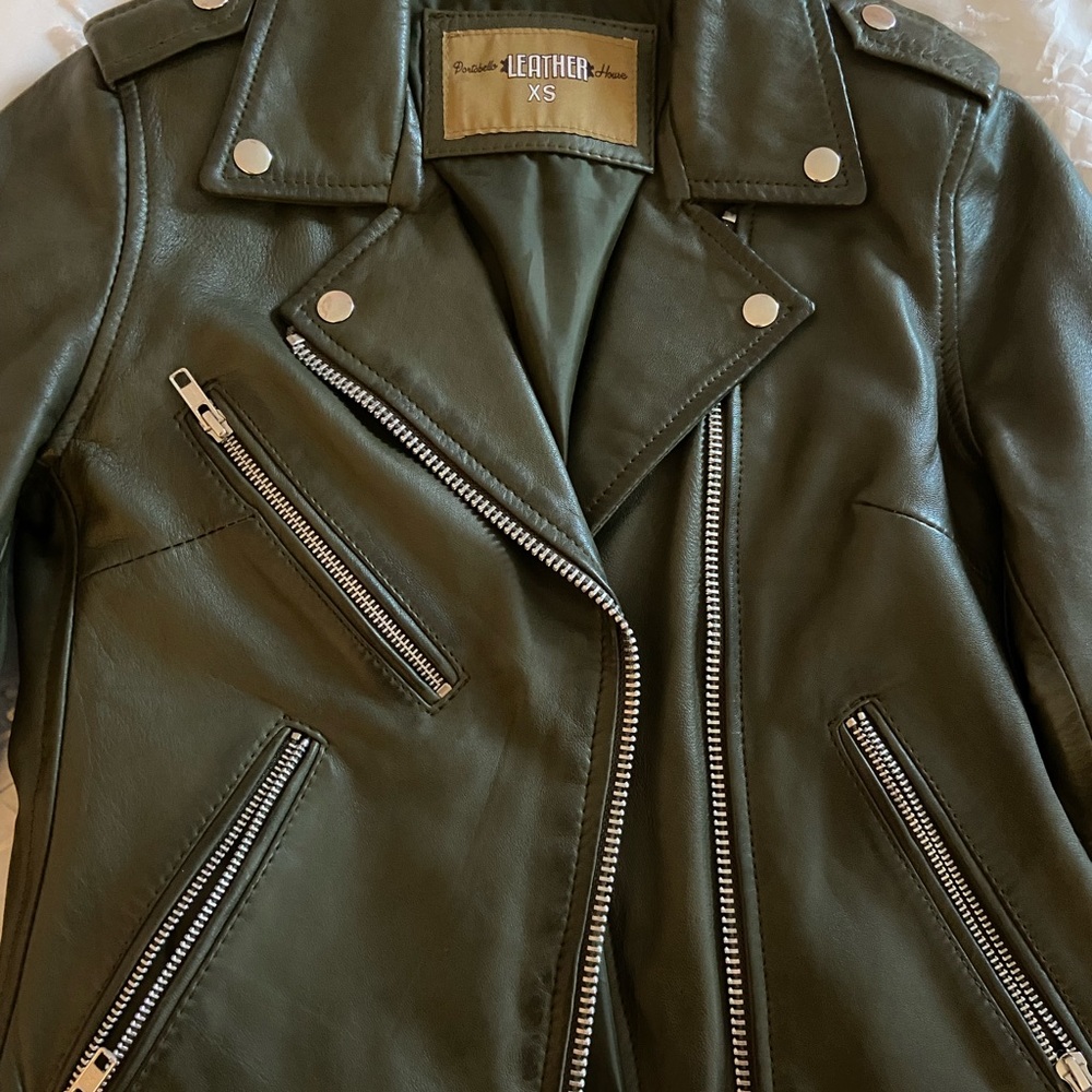 Authentic Olive Green Leather Jacket - image 2